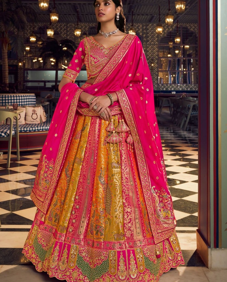 10382 - Glorious Embroidered Banarasi Multi Colour Designer Lehenga Choli